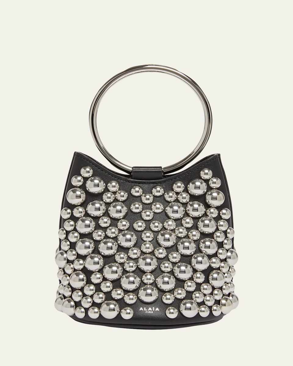 Mini Bubble Ring Bucket Bag in Leather